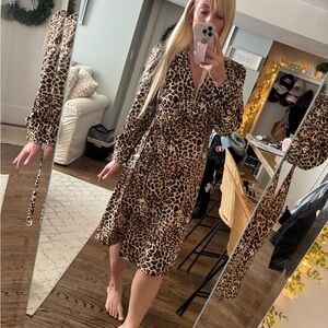 Joe Fresh Animal Print Long Sleeve Dress